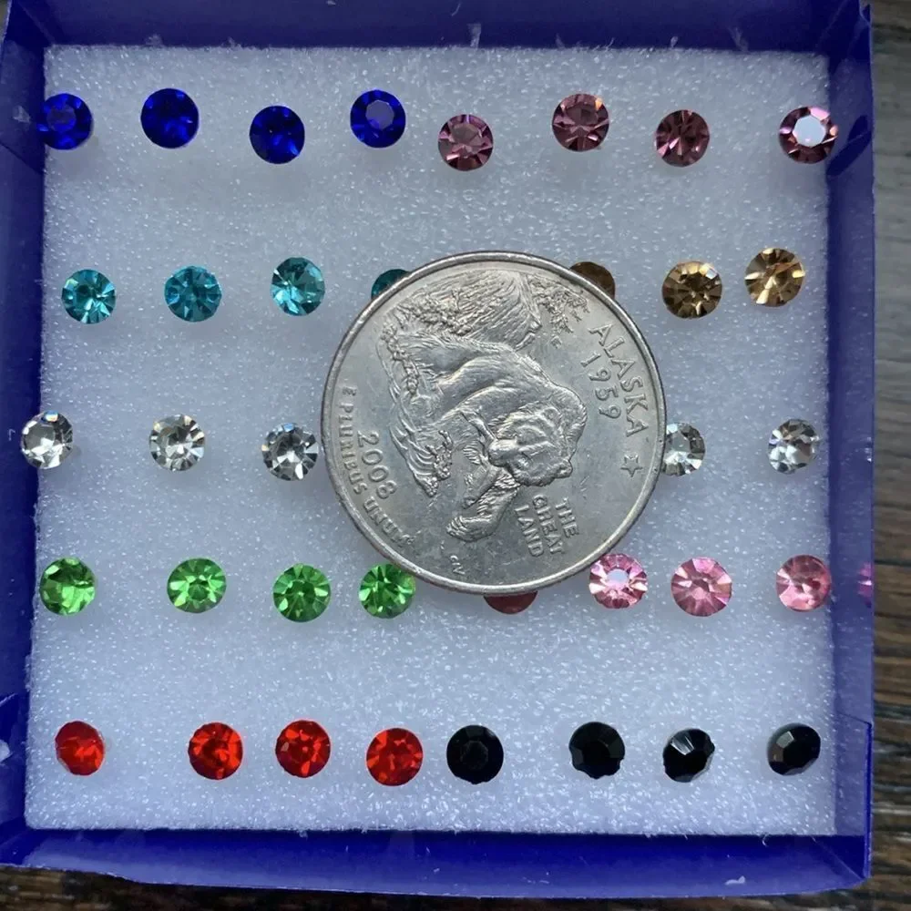 20 Pairs of Rainbow Earrings – Set of 40 Mini Studs in Gift Box for Ear or Nose